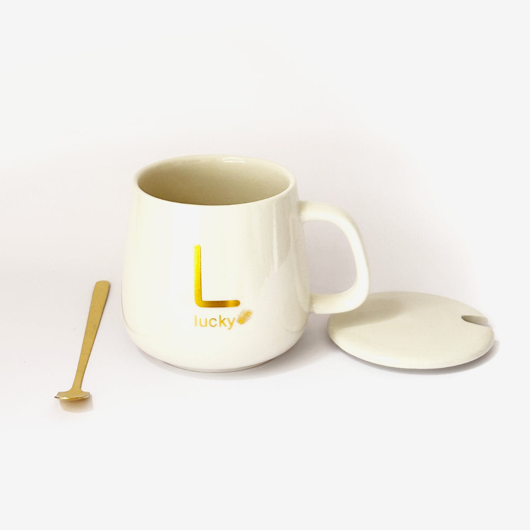 Taza Blanca con Base Calentadora, Tapa y Cuchara