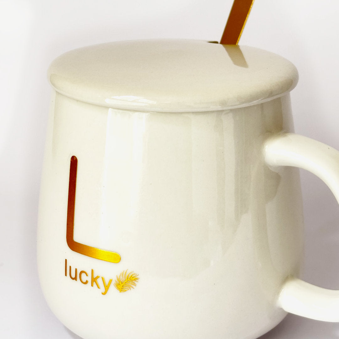 Taza Blanca con Base Calentadora, Tapa y Cuchara