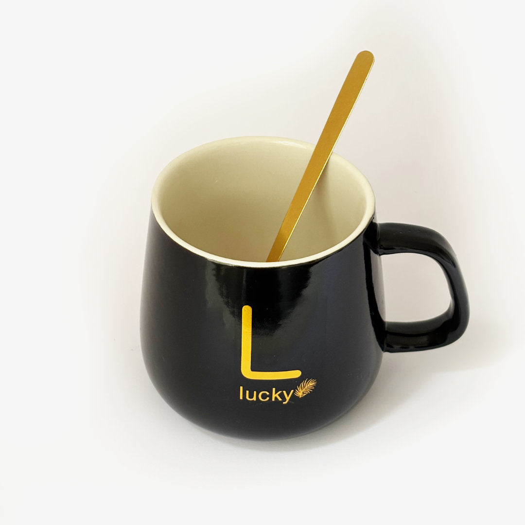 Taza Negra con Base Calentadora, Tapa y Cuchara
