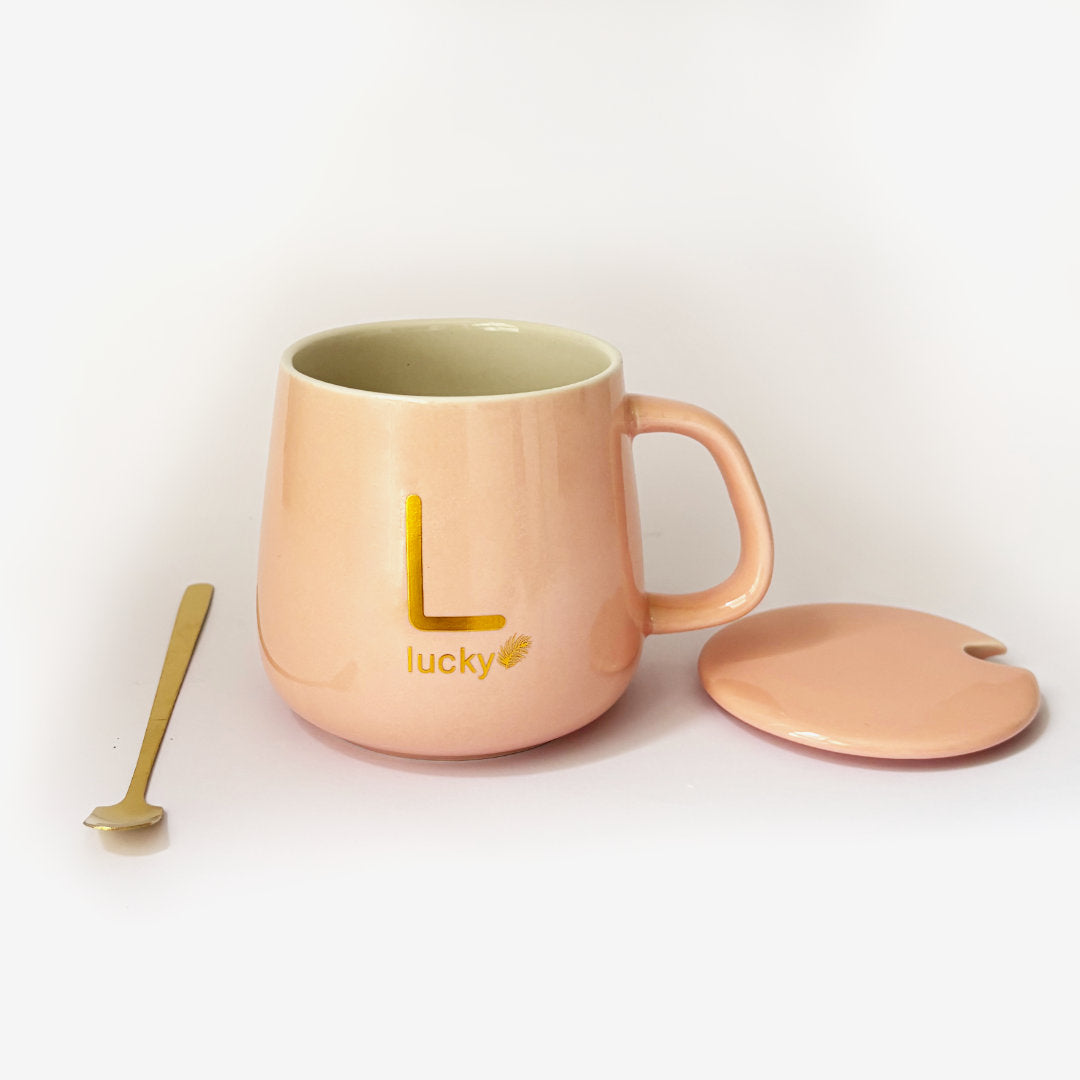 Taza Rosada con Base Calentadora, Tapa y Cuchara