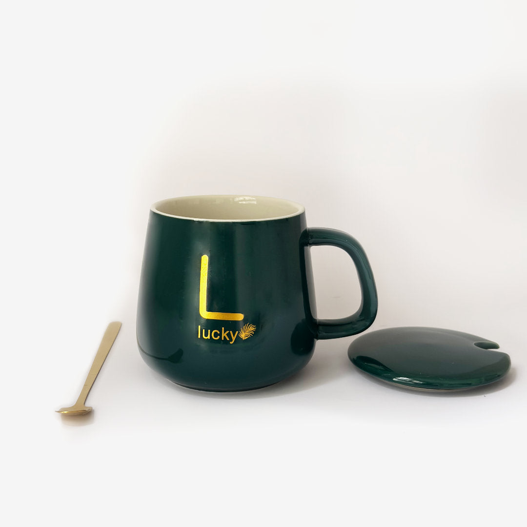 Taza Verde con Base Calentadora, Tapa y Cuchara