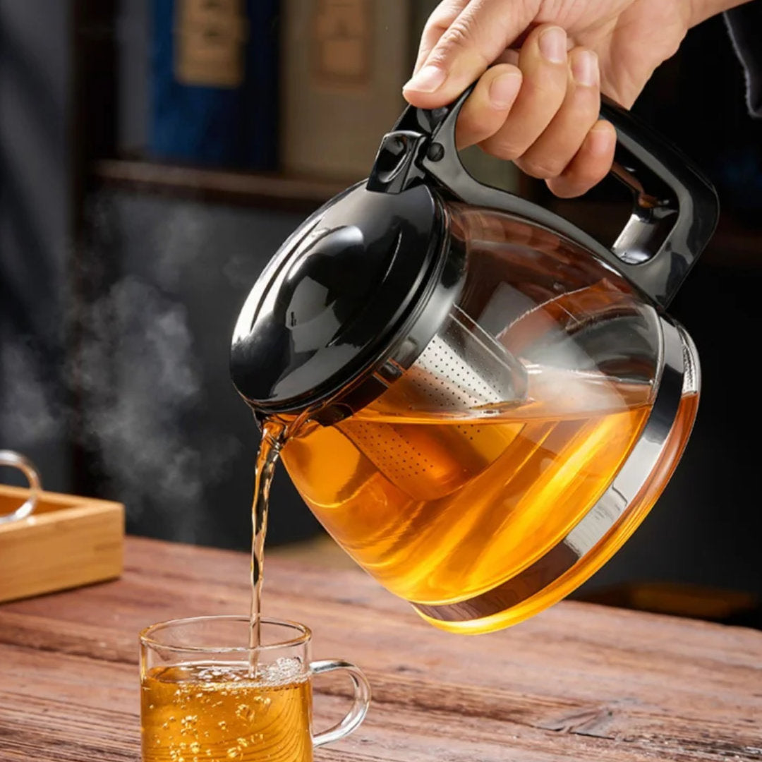 Tetera de vidrio con 4 tazas